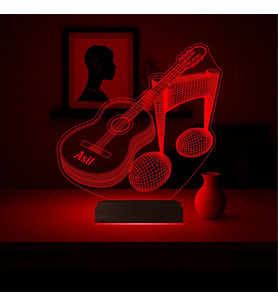 Luvivia Klasik Gitar Müzisyen Hediye Kişiye Özel 3D Lamba - Masa Gece Lambası