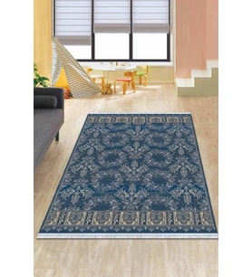 Mavi Vintage Dokuma Pamuk Tabanlı Kaymaz Kilim KLM221