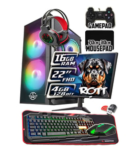 WarboX Rott 16gb Ram X5650 İşlemci 256gb SSD R7 240-4gb E.kartı 22" Monitör Gaming Takım Bilgisayar (Siyah)