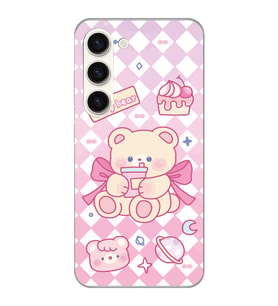 Samsung Galaxy S23 Uyumlu Happy Bear Tasarımlı Şeffaf Telefon Kılıfı