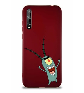 Huawei Y8P Soft Premier Kapak Plankton Tasarımlı Silikon Kılıf - Mürdüm (Şeffaf)