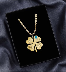 Gold Renkli Yonca Kolye