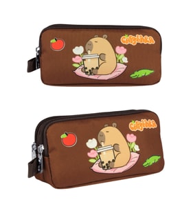 Capybara İlkokul Kalem Çantası – Bej & Kahverengi 20 × 10 × 6