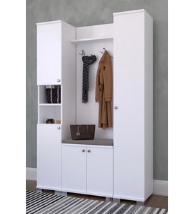 Montana 5 Kapaklı Portmanto Takımı, Askılık, Vestiyer Beyaz