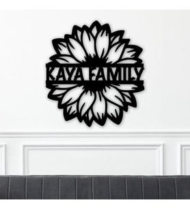 Kişiye Özel Çiçekli Aile - Soyad - İsimli Dekoratif Tablo