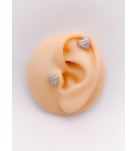 Full Taş Kaplı Bombeli Kalp Figürlü Kıkırdak Helix Tragus Piercing(1adet)