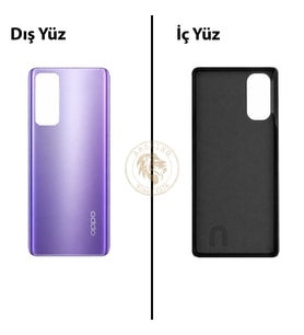 Oppo KAPAK Reno 4 Mor Arka Kapak Arka Cam Batarya Kapağı Lazer Kesim Kapak Pil Kapağı Back Cover
