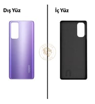 Oppo KAPAK Reno 4 Mor Arka Kapak Arka Cam Batarya Kapağı Lazer Kesim Kapak Pil Kapağı Back Cover