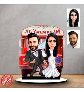 Kişiye özel Alyazmalım yeşilçam gelin damat tasarımlı Sevgili Hediyesi ,sevgililer günü Karikatür Hediyesi, Karikatür hediye,  Sevgililer günü Hediyesi