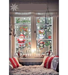 efekt reklam Yılbaşı Süsü Kardan Adam Noel Baba Ve Penguenler Sticker Seti d2816