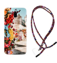 Samsung J6 Plus J7 Prime J7 Pro M20 Kılıf Boyun Asklı Rasta Silikon Gerçek Çiçekler 1743