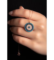 BEGÜM SİLVER Karışık Zirkon Taşlı Nazar Boncuklu Rose Altın Kaplama Kolye  925 AYAR GÜMÜŞ BEGÜMSİLVERR (Rose-Beyaz)