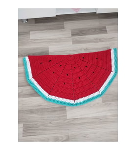 Karpuz Model %100 El Örgüsü Yarım Ay Paspas (90x45) (STD)