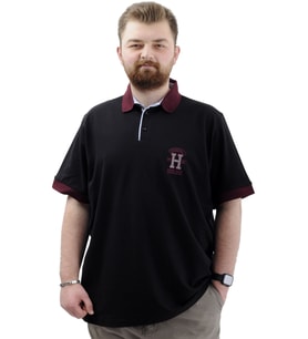 Mode XL Büyük Beden Erkek Tişört Polo Yaka Nakışlı UNION MADE U24332 Siyah
