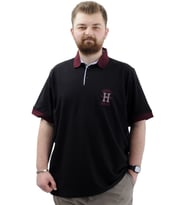 Mode XL Büyük Beden Erkek Tişört Polo Yaka Nakışlı UNION MADE U24332 Siyah