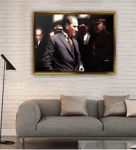 Tablore Takım Elbiseli Karizmatik Atatürk Tablosu Çerçeveli Kanvas Tablo Modern Salon Dekoru