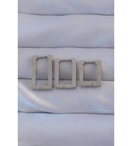 316L Çelik Gümüş Renk Dikdörtgen Küpe Seti - TJ-BKP9160
