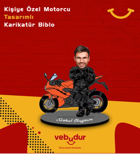 Kişiye Özel Motorcu Tasarımlı Karikatür Biblo Erkek Model-2