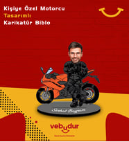 Kişiye Özel Motorcu Tasarımlı Karikatür Biblo Erkek Model-2
