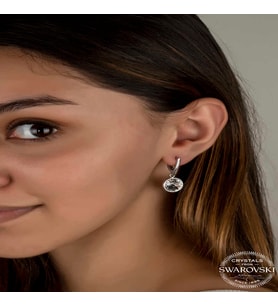 Swarovski Crystal Taşlı Gümüş Beyaz Sallantılı Kadın Küpe