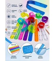 30 cm - Bükülebilir Fleksible Plastik Okul ve Çizim Cetveli Seti Karışık Renkler