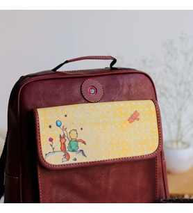 Küçük Prens Desen Unisex Canta Hem Sırt Hem Capraz Hem Elde Etnik Bohem Style - BORDO