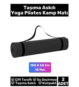 Özel Çift Taraflı Kaymaz Silinebilir Yoga Meditasyon Fitness Kamp Minderi 10 Mm Askılı Mat 2'li Set