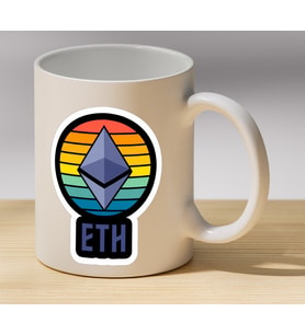 Ethereum Rozet Baskılı Porselen Kupa - Kripto Para Severlere Hediye Kahve Kupası