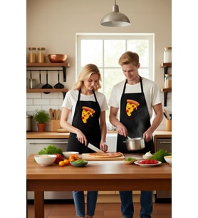 Unisex Mutfak Aşçı Önlüğü Pizza Baskılı Çocuk Dostu Rahat Kesim Günlük Kullanım Modern Şık Konforlu