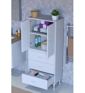 Eliusta Alia Çok Kullanışlı Dolap G:65 cm Üst Bölme Kapaklı Alt Bölme Çekmeceli 65x138x32,5 cm Modüler Dolap (Beyaz)
