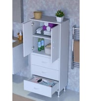 Eliusta Alia Çok Kullanışlı Dolap G:65 cm Üst Bölme Kapaklı Alt Bölme Çekmeceli 65x138x32,5 cm Modüler Dolap (Beyaz)