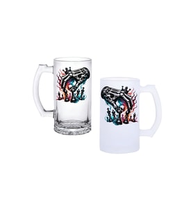 Ghostbastır Design Fantastik Satranç Kulplu Bira Bardağı Buzlu veya Şeffaf Seçenekli 065