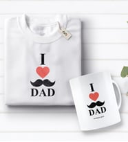 BK Gift Kişiye Özel Babamı Seviyorum Tasarımlı Beyaz Tişört ve Kupa Seti-2 (Model 1)
