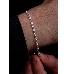 Erkek Gümüş Bileklik - 3 mm Forse Zincir Gümüş Bileklik