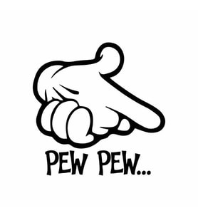 Pew Pew Araba Stickeri siyah 18x18 CM (Siyah-Siyah)