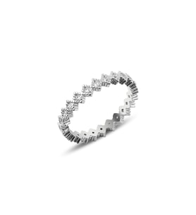 Söğütlü Silver Gümüş çapraz taşlı tek sıralı tamtur yüzük