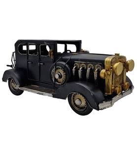 Lüks Siyah Vintage Metal Klasik Sedan Dekoratif Araba Modeli - El Yapımı Koleksiyonluk Ev & Ofis Dekorasyonu Hediyesi