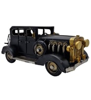 Lüks Siyah Vintage Metal Klasik Sedan Dekoratif Araba Modeli - El Yapımı Koleksiyonluk Ev & Ofis Dekorasyonu Hediyesi