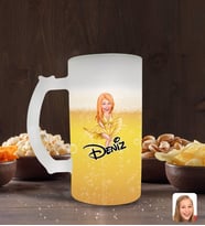 BK Gift Kişiye Özel Marilyn Monroe Karikatürlü Buzlu Cam Bira Bardağı 50cl-1 (Beyaz)