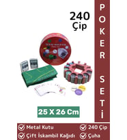 Luxery Texas Holdem Casino Blackjack Çift Iskambil Kağıdı Çuha 240 Çip Metal Kutulu Poker Oyunu Seti