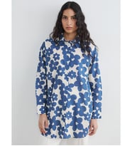 LCW Modest Mavi Desenli Oversize Kadın Gömlek Tunik