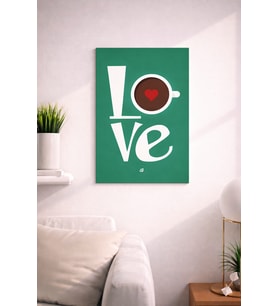LOVE  YAZILI KOYU YEŞİL ŞIK TASARIMLI MDF TABLO (27X18)