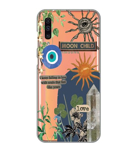Samsung Galaxy A70 Uyumlu Moon Child Desenli Şeffaf Telefon Kılıfı