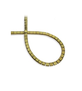 Hematit Doğal Taş Açık Sarı Yassı Kare Kesim 6x6mm Dizi