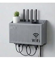 Duvar Tipi Wi-Fi Modem Saklama Kutusu(Gri) – Kablo Düzenleyici Router Raf Organizer (5365)