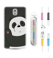 Samsung Note 3 4 5 8 9 20 Ultra 10 Lite Kılıf Kablo Koruma Spiral Silikon Hello Panda 1709