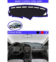 BMW 3 Series 1990-2000 İçin Uygun Torpido Koruma Halısı Siyah Kenar Renk Mavi