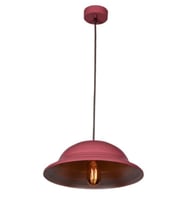Rsylight Retro Metal Dekoratif Pembe içi Beyaz Rustik Tekli Sarkıt Avize Çap 30 cm