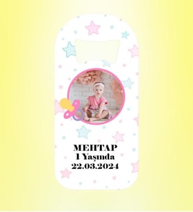Kız Bebek Emzikli Resimli Gökyüzü Magnet Açacak Kişiye Özel