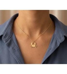 Kişiye Özel Minimal Yengeç Kolye 925K Gümüş (Gold)